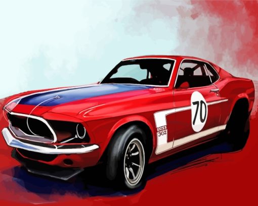 Red Shelby Illustration paint by numbers