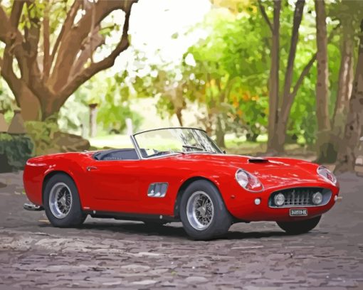 Red Vintage Ferrari Car paint by numbers