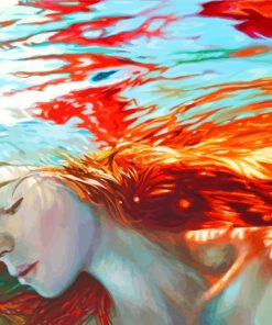 Redhead Girl Underwater paint by numbers
