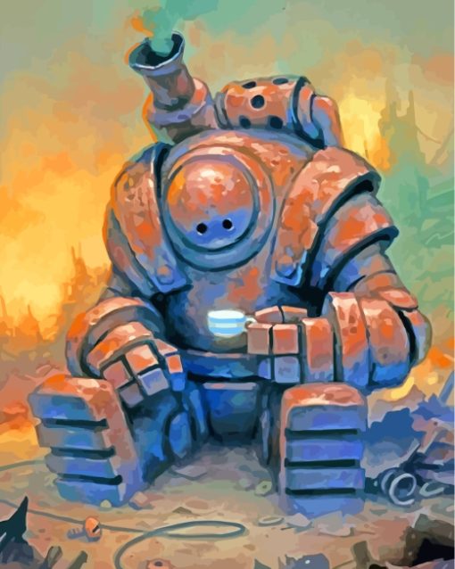 Robot Drinking Coffee paint by numbers