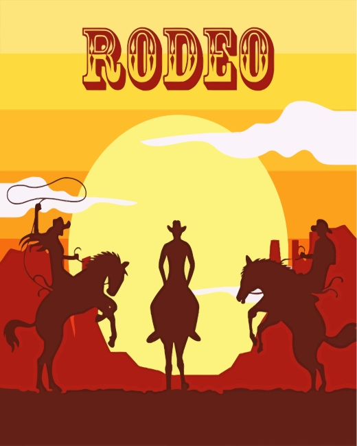 Cowboys Rodeos Poster paint by numbers