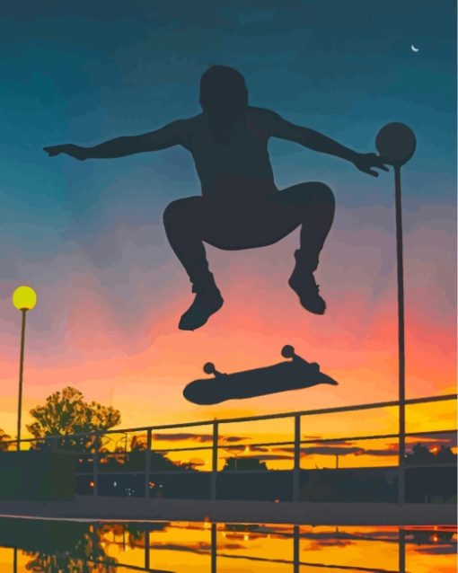 Skater Man Silhouette paint by numbers