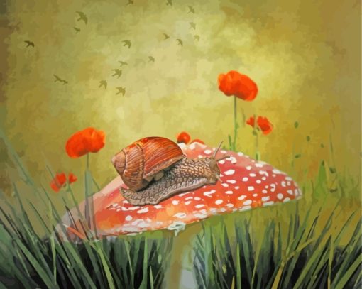 Snail On Mushroom paint by numbers