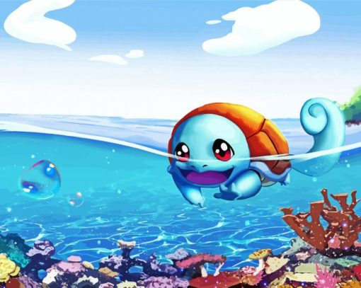 Squirtle Character Swimming paint by numbers