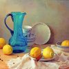 Still Life Lemons And Blue Glass paint by numbers