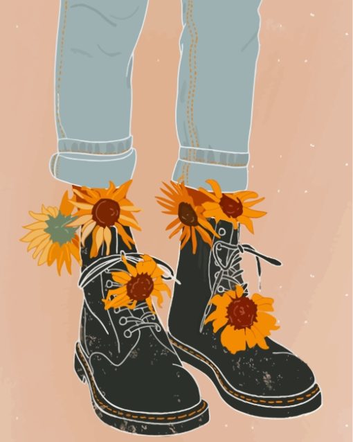 Sunflowers Boots paint by numbers