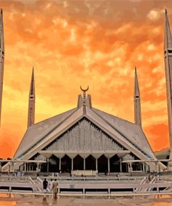 Sunset At Faisal Masjid paint by numbers