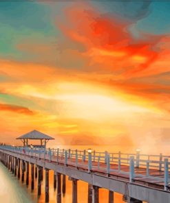 Sunset Ocean Pier paint by numbers