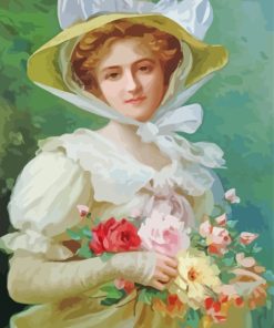 Victorian Girl With Flowers paint by numbers