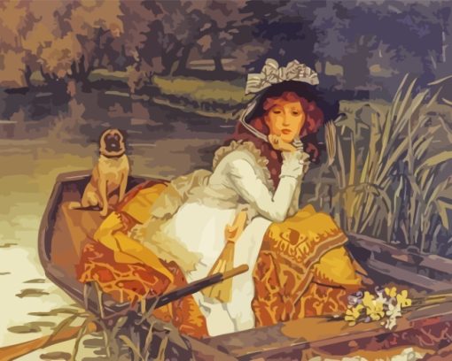 Victorian Lady In Boat paint by numbers