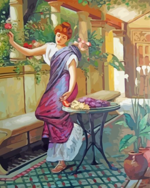 Victorian Lady In Garden paint by numbers