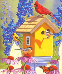 Yellow Birdhouse paint by numbers