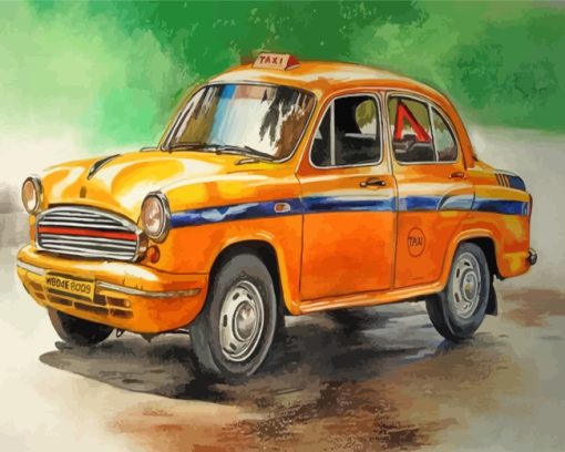 Yellow Taxi Car paint by numbers