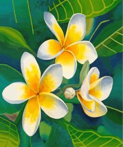 Yellow White Frangipani Flowers paint by numbers