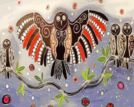 Aboriginal Owls Birds paint by numbers