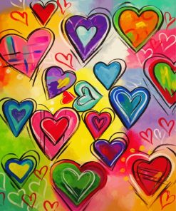 Colorful Hearts paint by numbers