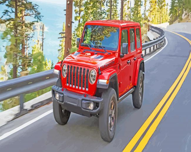 Red Jeep Sahara Car paint by numbers