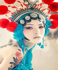 Asian Lady With Headdress paint by numbers