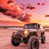 Black Jeep Car Sunset paint by numbers