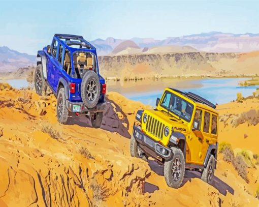 Yellow And Blue Jeeps paint by numbers