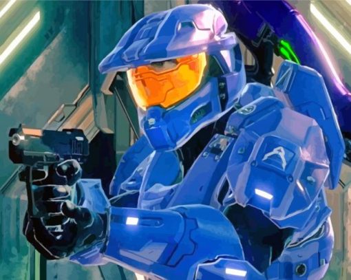 Blue Halo With A Gun paint by numbers
