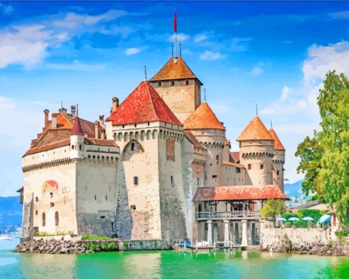 Chillon Castle Geneva paint by numbers