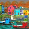 Colorful Houses Harbour paint by number