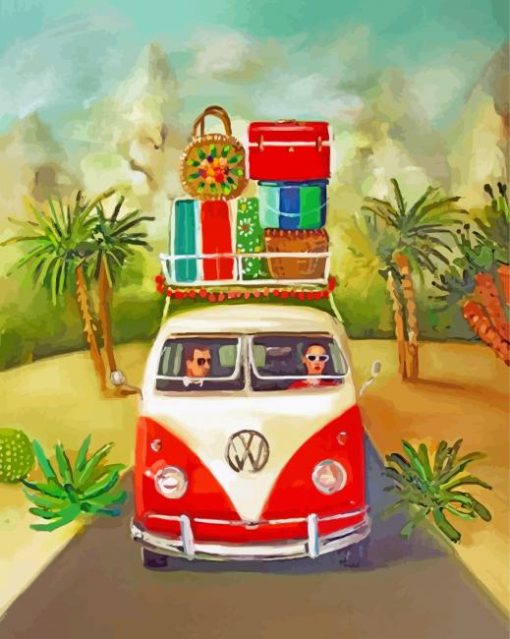 Couple In Volkswagen paint by numbers