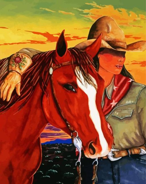 Cowgirl And Horse paint by numbers