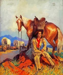 Cowgirl And Horse Art paint by numbers