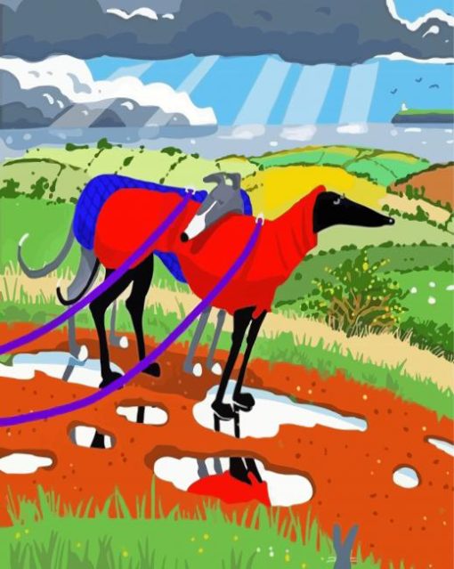 Greyhound Illustration paint by numbers