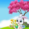Easter Bunny Under Tree paint by numbers