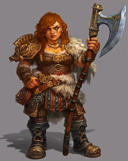 Warrior Dwarf Lady paint by numbers