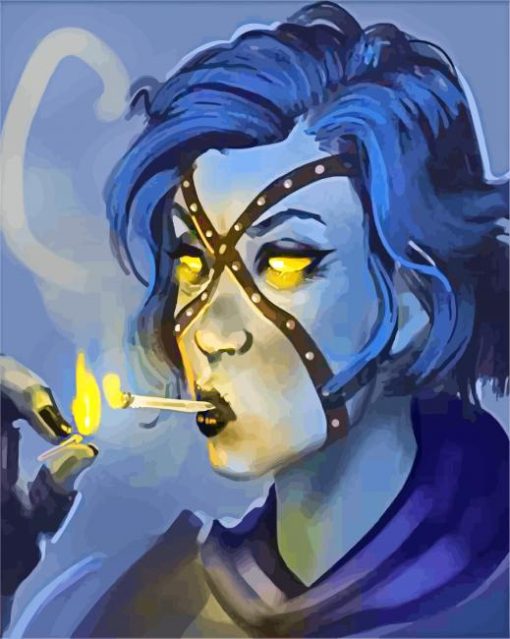Evil Lady Smoking paint by numbers