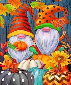 Fall Gnomes With Pumpkins paint by numbers