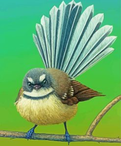 Fantail Bird On Stick paint byb numbers