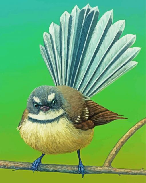 Fantail Bird On Stick paint byb numbers