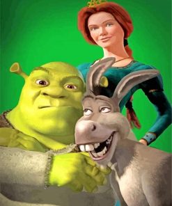 Shrek Fiona And Donkey paint by numbers