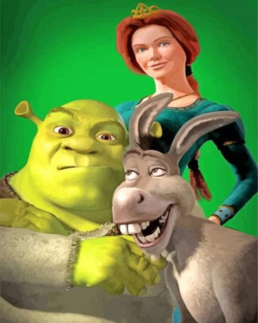 Shrek Fiona And Donkey paint by numbers