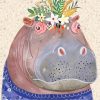 Floral Hippopotamus Animal paint by numbers