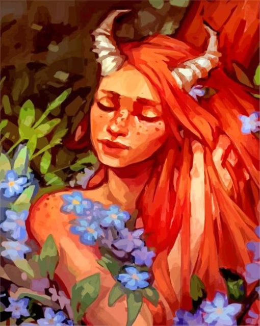 Ginger Devil Girl paint by numbers