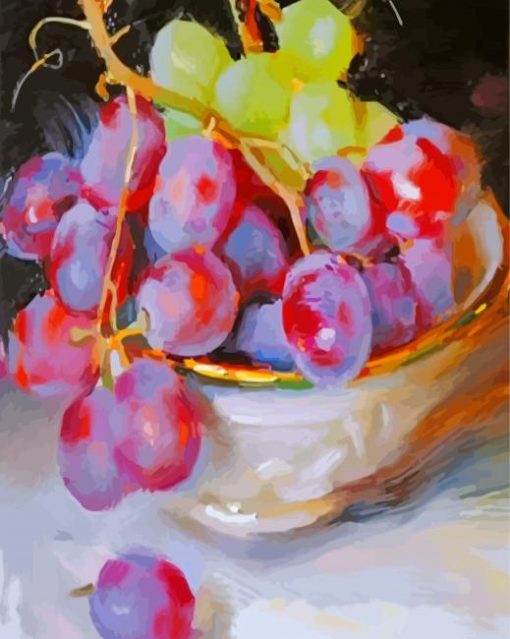 Grapes Fruits In Bowl paint by numbers