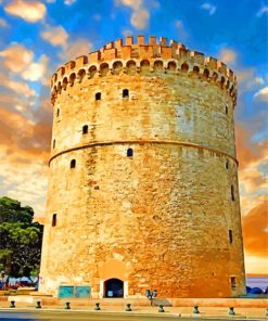 Greece White Tower Of Thessaloniki paint by numbers