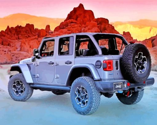 Grey Jeep Wrangler paint by numbers