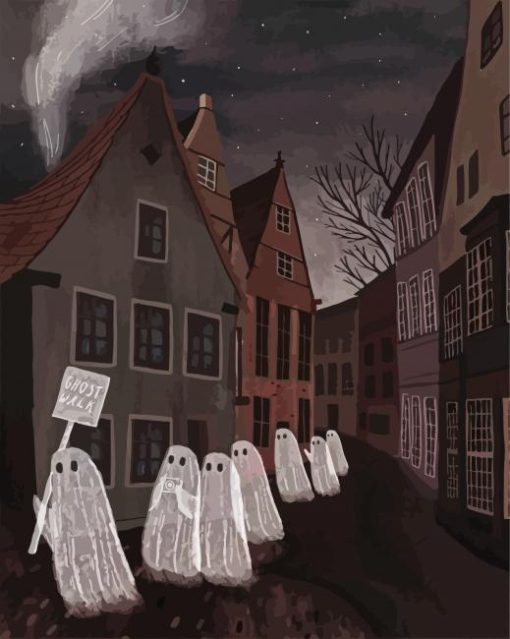 Halloween Ghosts paint by numbers