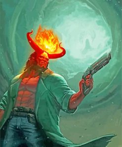 Hellboy Carrying A Gun paint by numbers