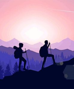 Hiking Silhouette paint by numbers