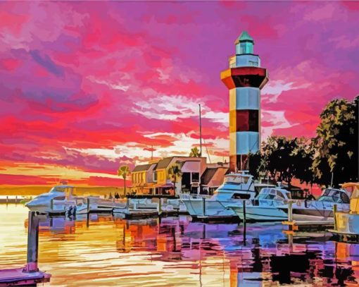Harbour Town Lighthouse paint by numbers