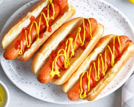 Delicious Hotdogs paint by numbers
