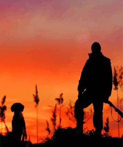 Hunter And Dog Silhouette paint by numbers